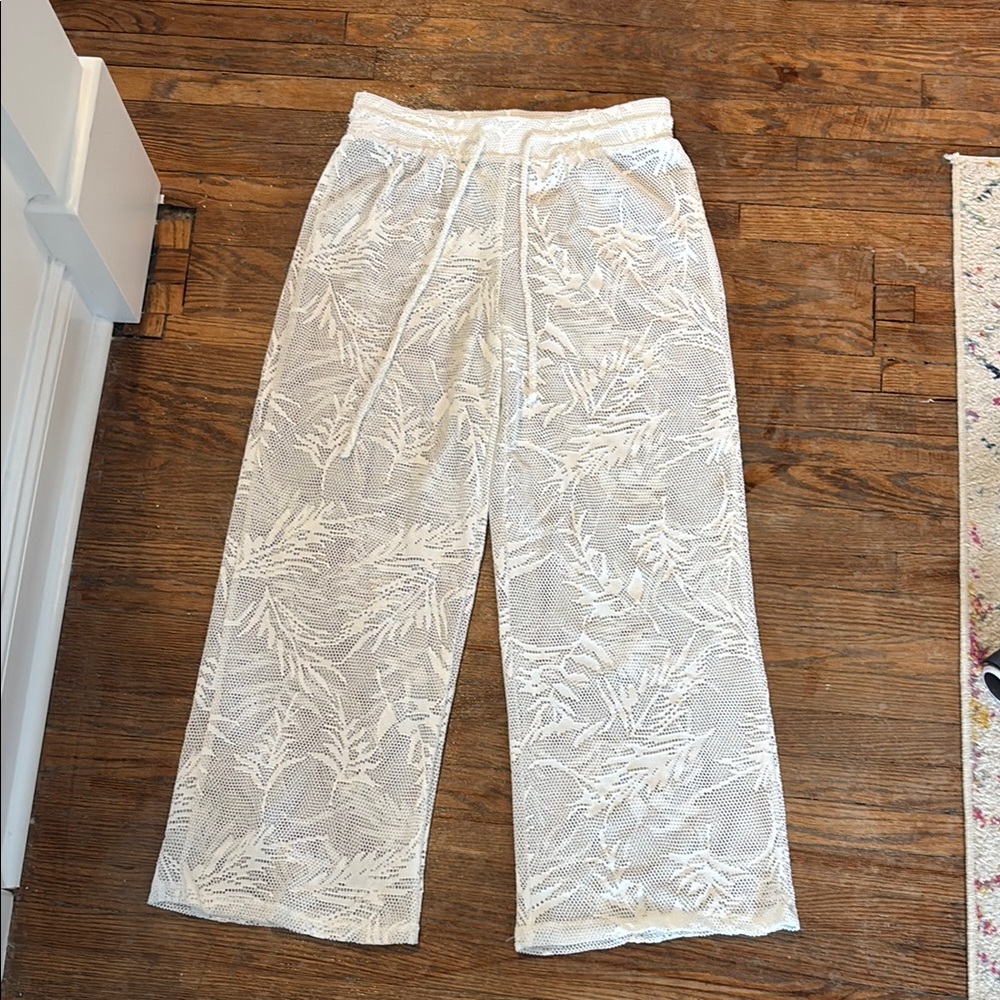 White Sheer Lace Beach Pants